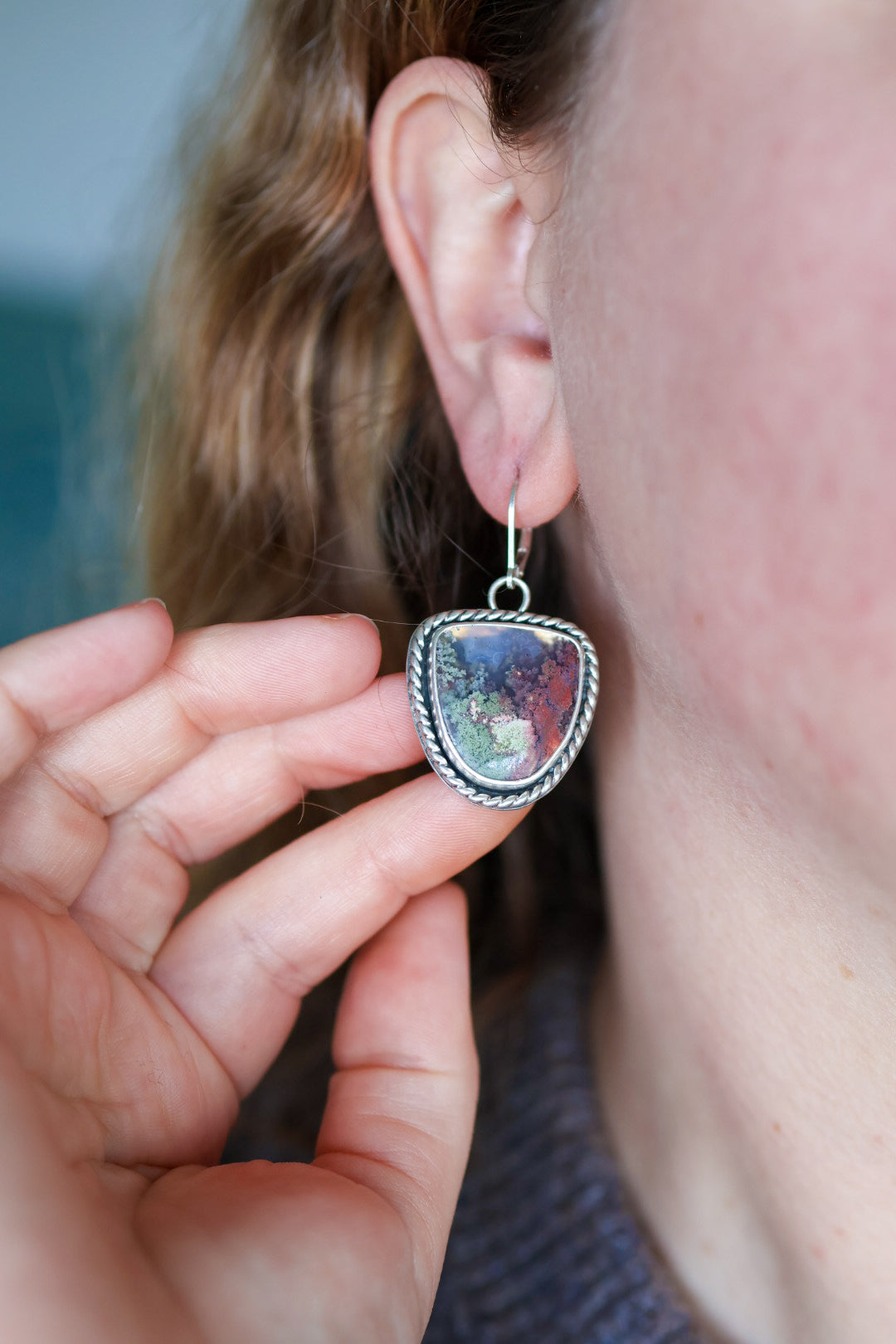 Reef Magic Reversible Earrings with Moss Agate