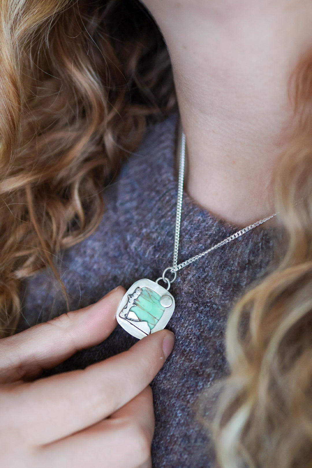 Aurora Birch Reversible Necklace with Variscite