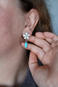 Forget Me Not Stud Earrings #2 with Sonoran Turquoise