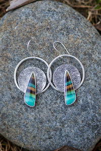 Lunarscape Earrings with Opalized Wood