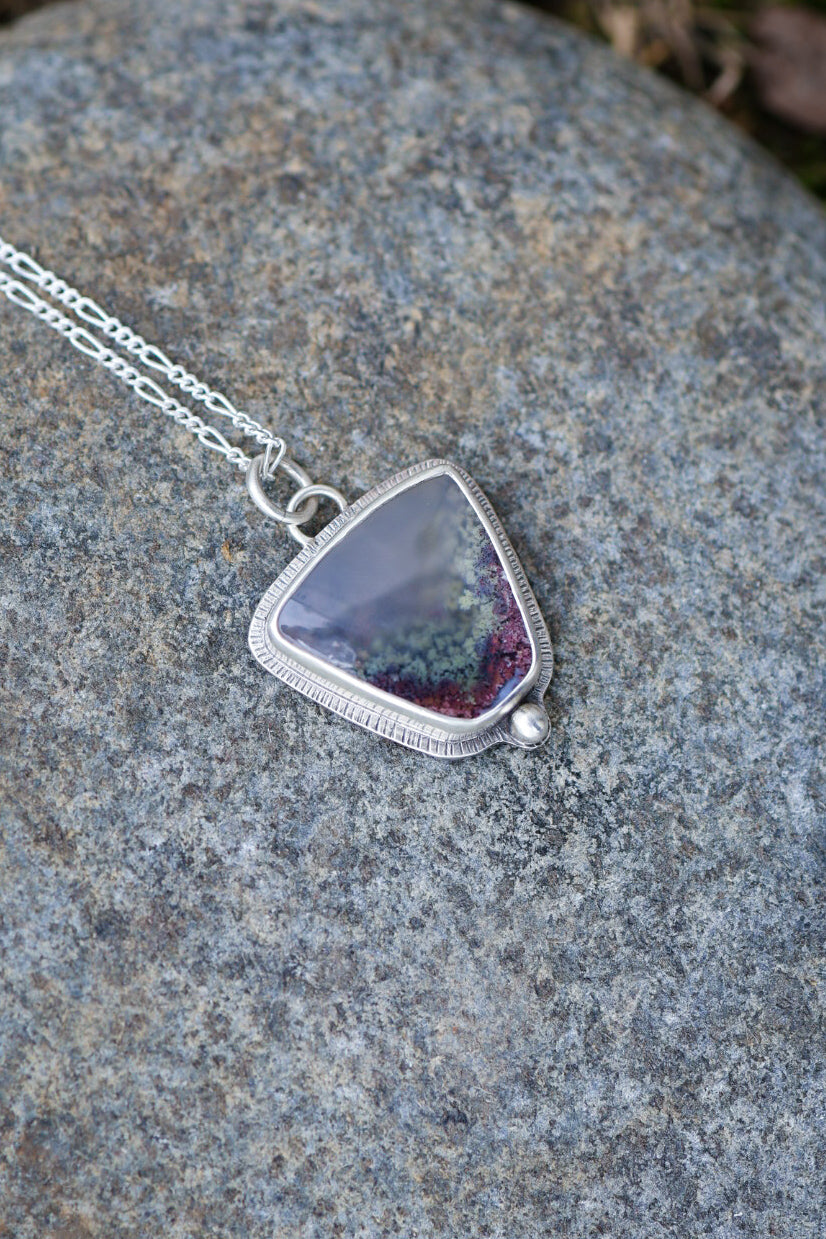 Moonlit Mountains Reversible Necklace with Moss Agate