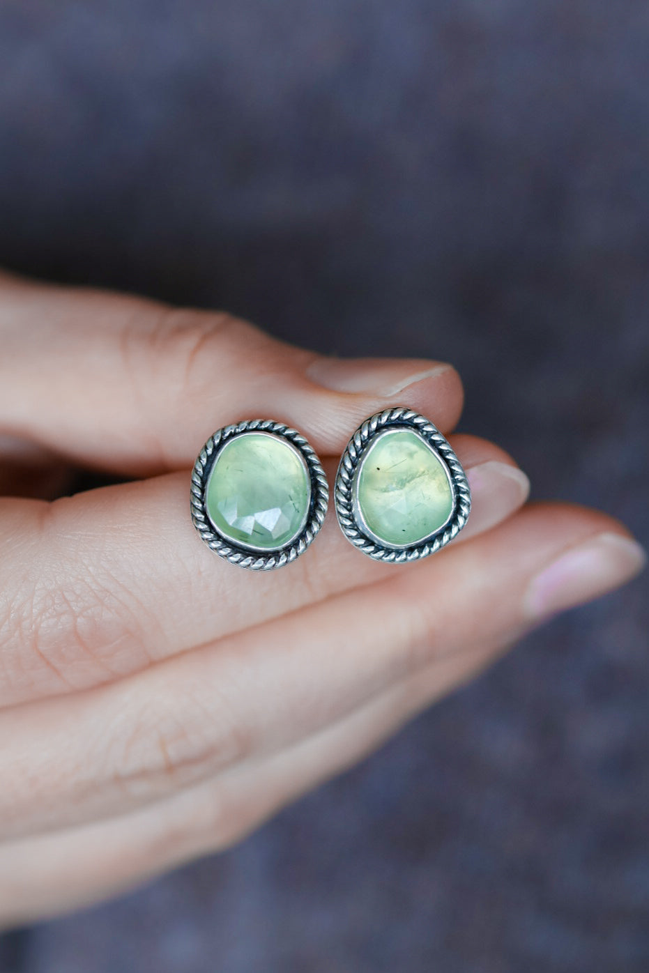 Prehnite Stud Earrings