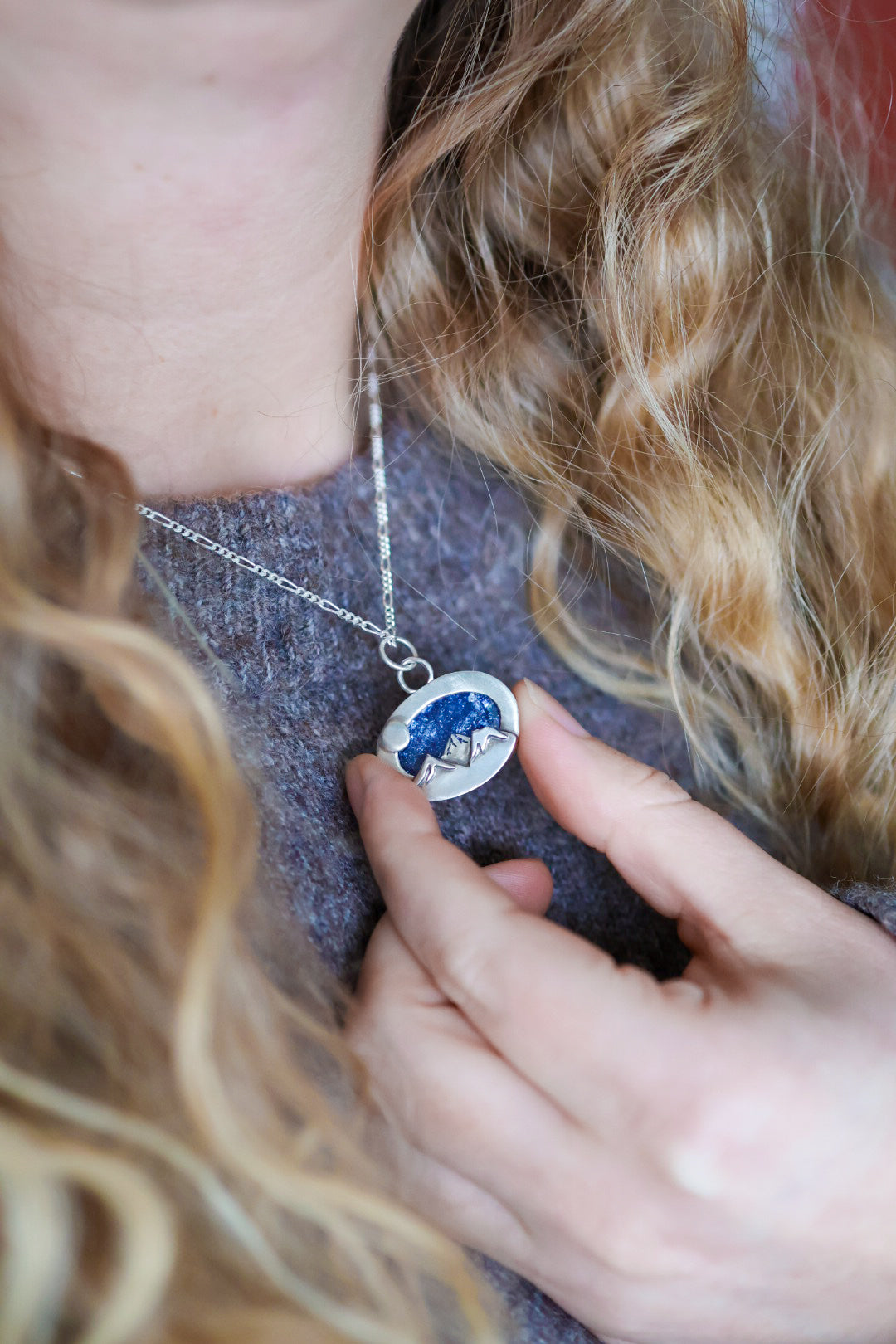 Mountains at Dusk Reversible Necklace with Tanzanite