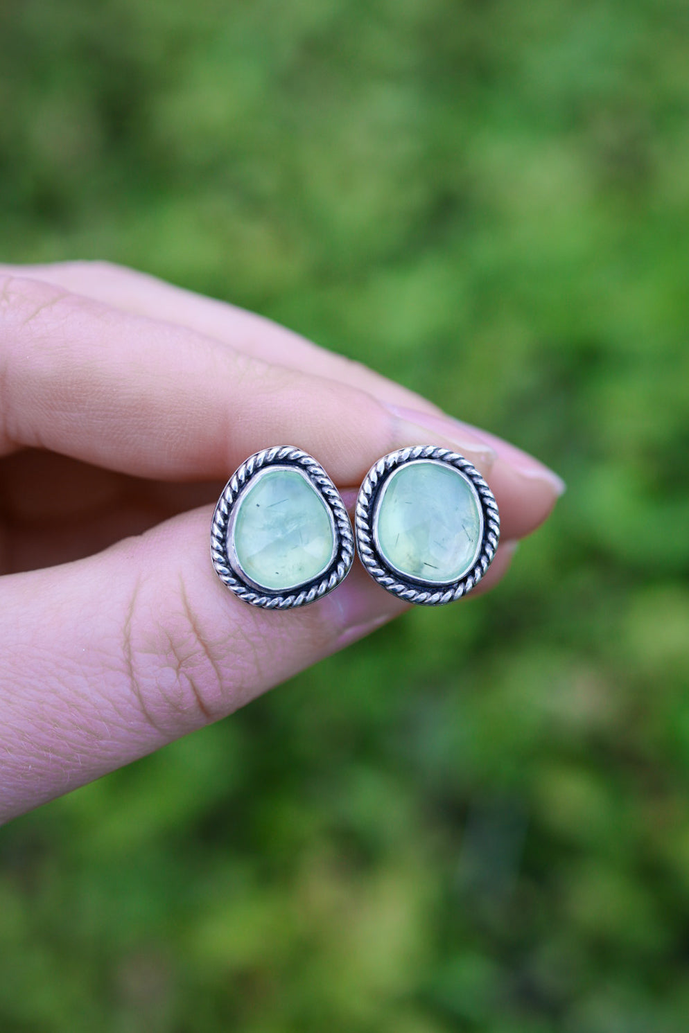 Prehnite Stud Earrings