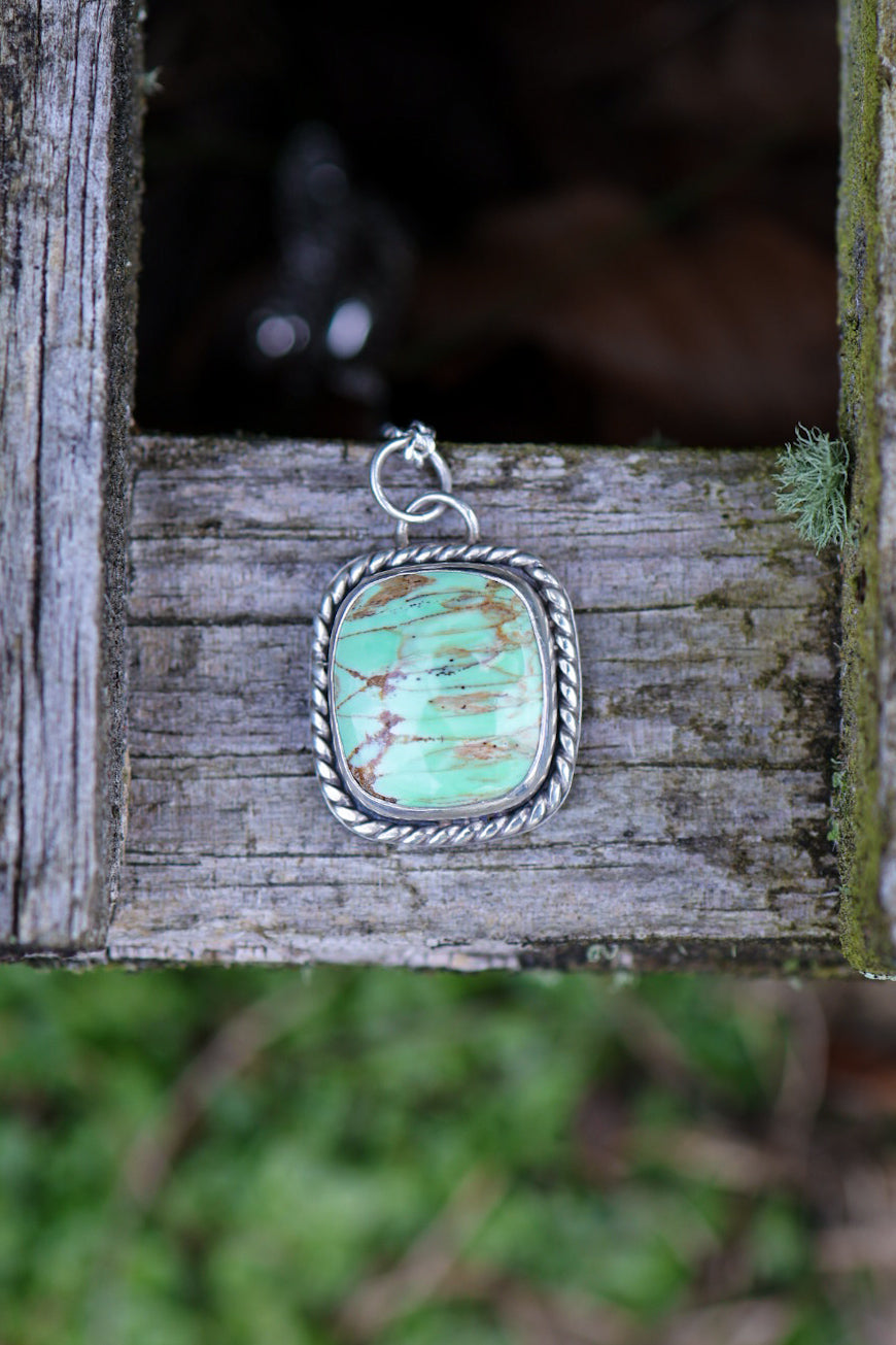 Aurora Birch Reversible Necklace with Variscite