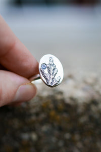 Cedar Sprig Ring with Sapphire- Size 7