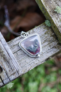Moonlit Mountains Reversible Necklace with Moss Agate