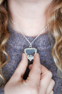 Moonlit Mountains Reversible Necklace with Moss Agate