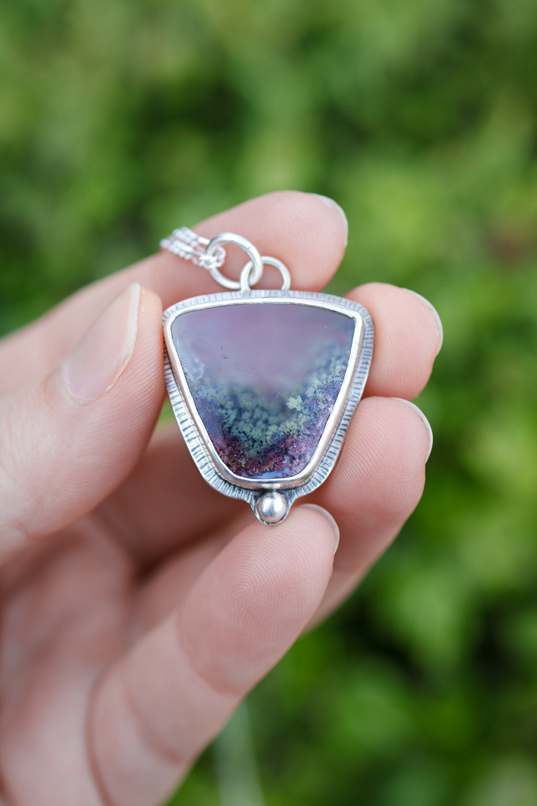 Moonlit Mountains Reversible Necklace with Moss Agate