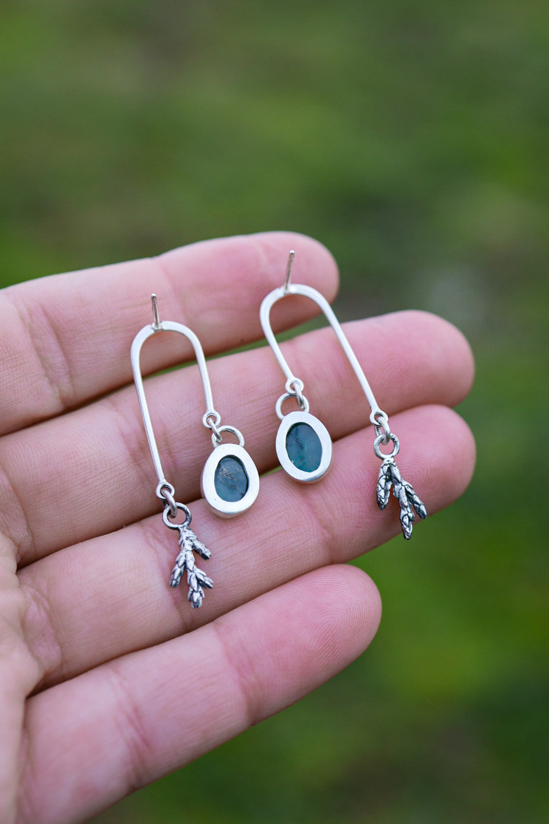 Forest Balance Earrings with Emerald