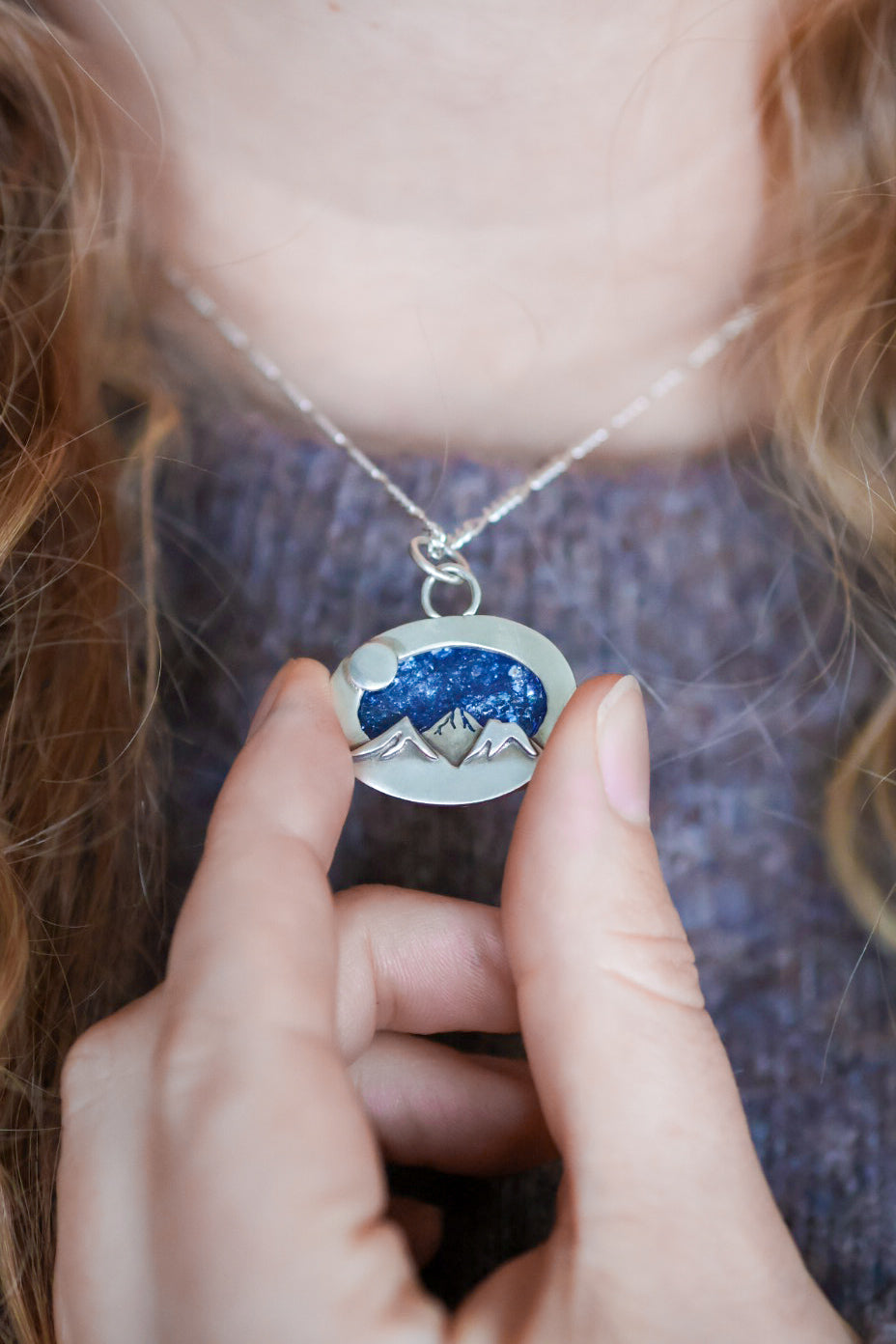 Mountains at Dusk Reversible Necklace with Tanzanite