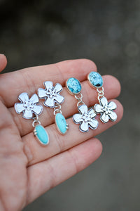 Forget Me Not Stud Earrings #2 with Sonoran Turquoise