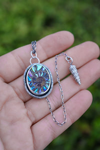 Sea Siren Necklace with Ammonite & Abalone Inlay