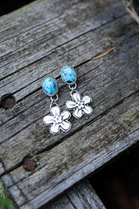Forget Me Not Stud Earrings #1 with Hubei Turquoise