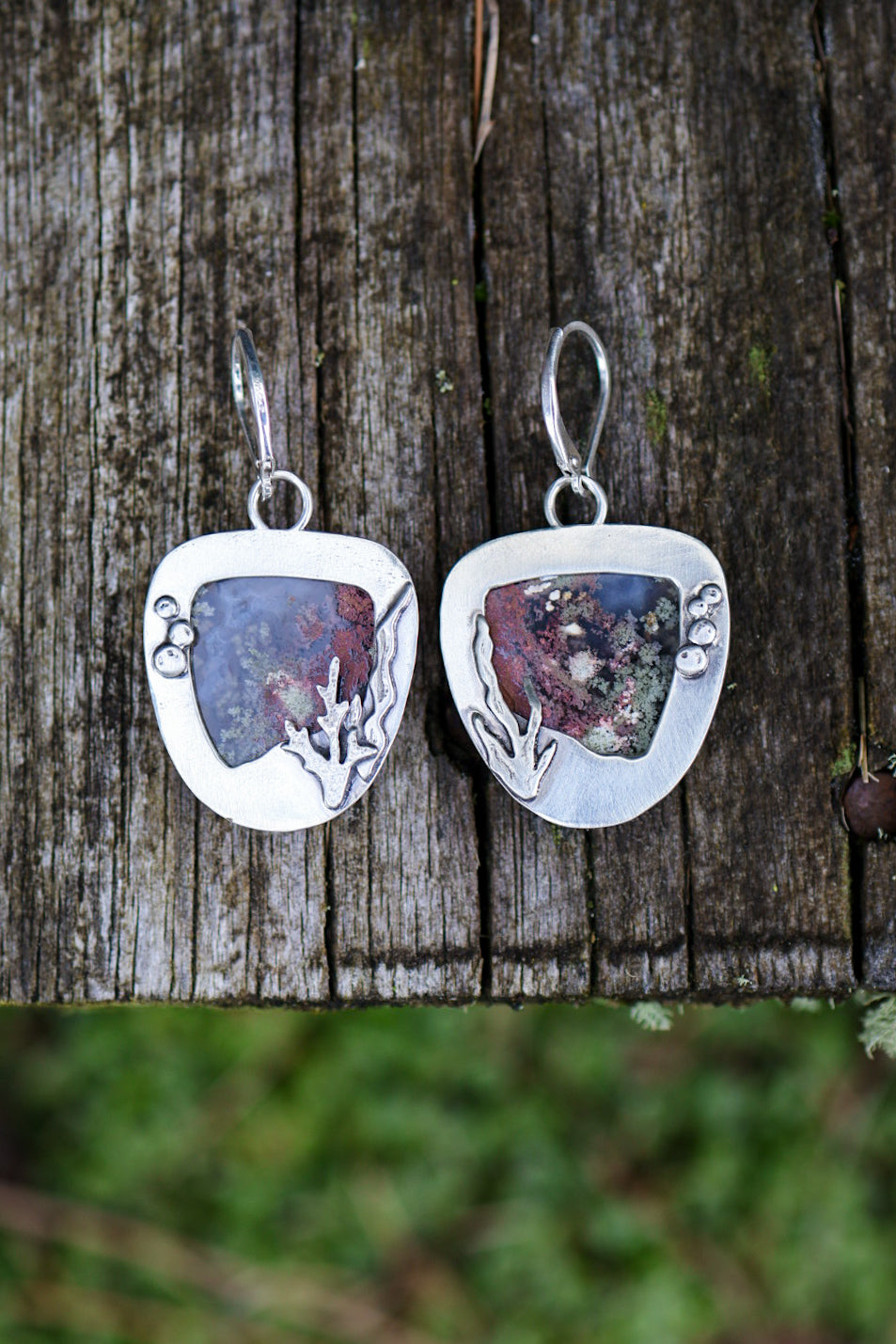 Reef Magic Reversible Earrings with Moss Agate