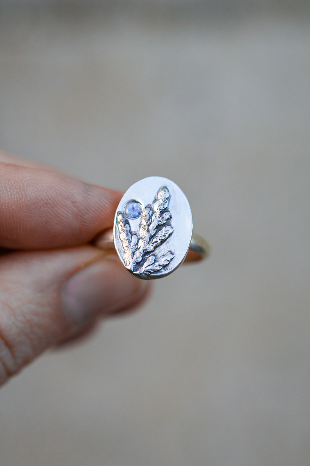 Cedar Sprig Ring with Sapphire- Size 7