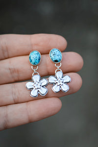 Forget Me Not Stud Earrings #1 with Hubei Turquoise