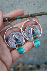 Lunarscape Earrings with Opalized Wood