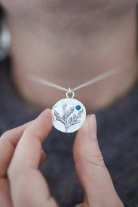 Cedar Sprig Necklace with Sapphire