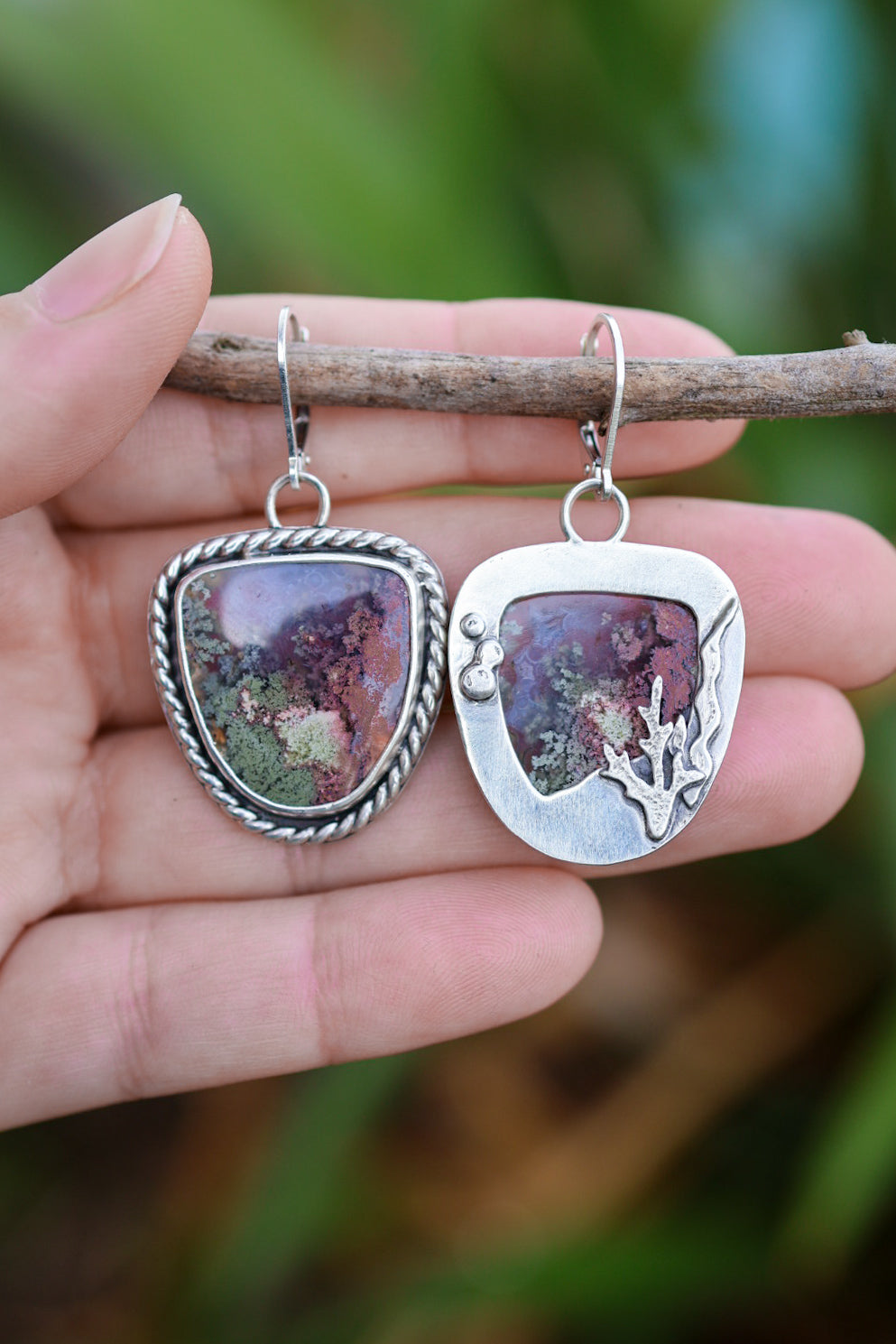 Reef Magic Reversible Earrings with Moss Agate
