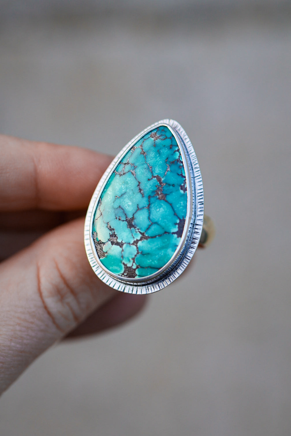 Glacial Lakes Ring with Hubei Turquoise- Size 9.5