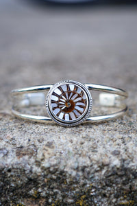 Ammonite Burst Cuff with Mother of Pearl Inlay