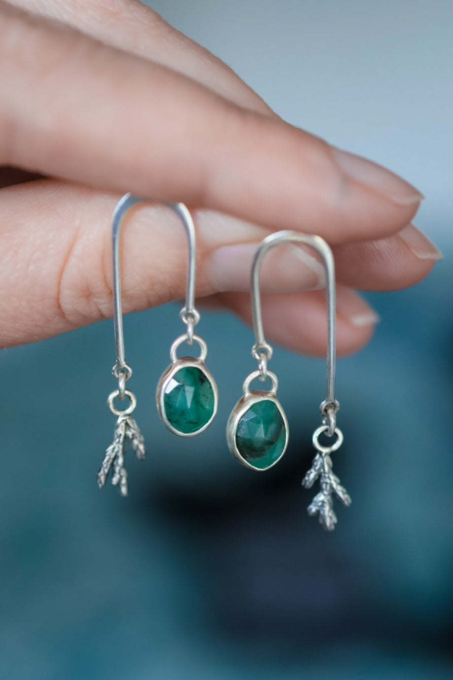 Forest Balance Earrings with Emerald