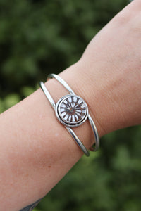Ammonite Burst Cuff with Mother of Pearl Inlay