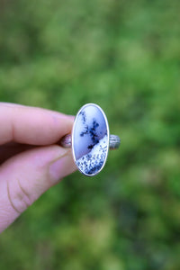 Winter Forest Ring with Dendritic Opal- Size 8