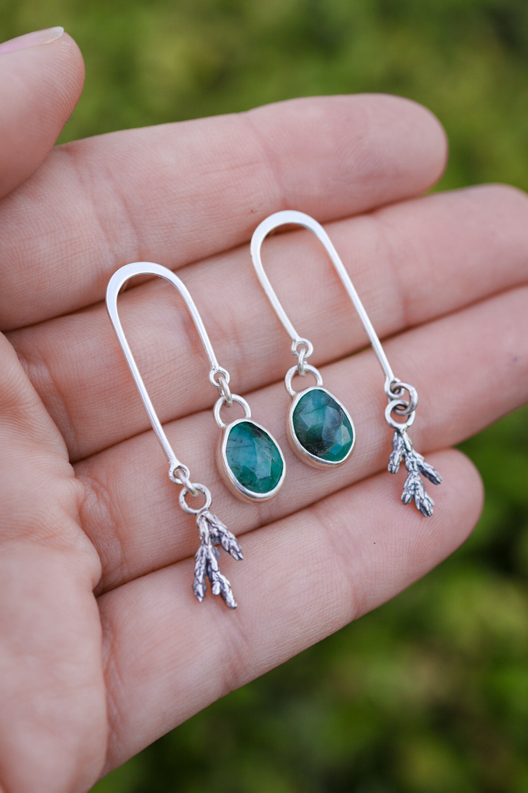 Forest Balance Earrings with Emerald