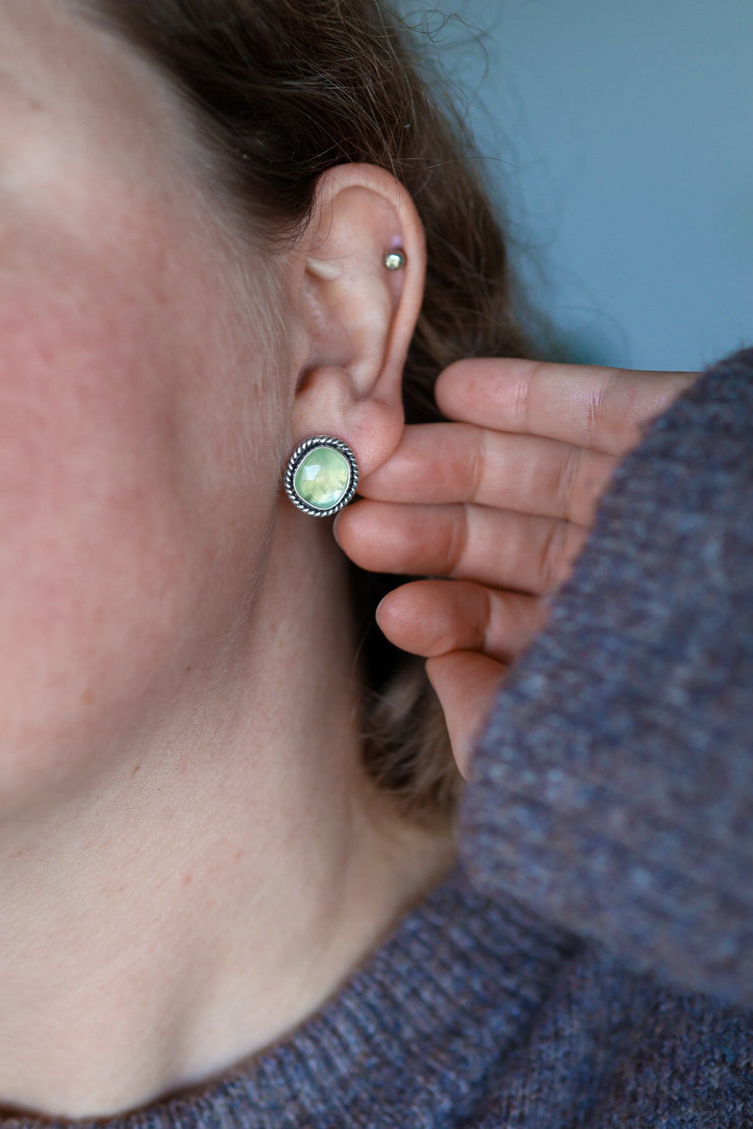 Prehnite Stud Earrings