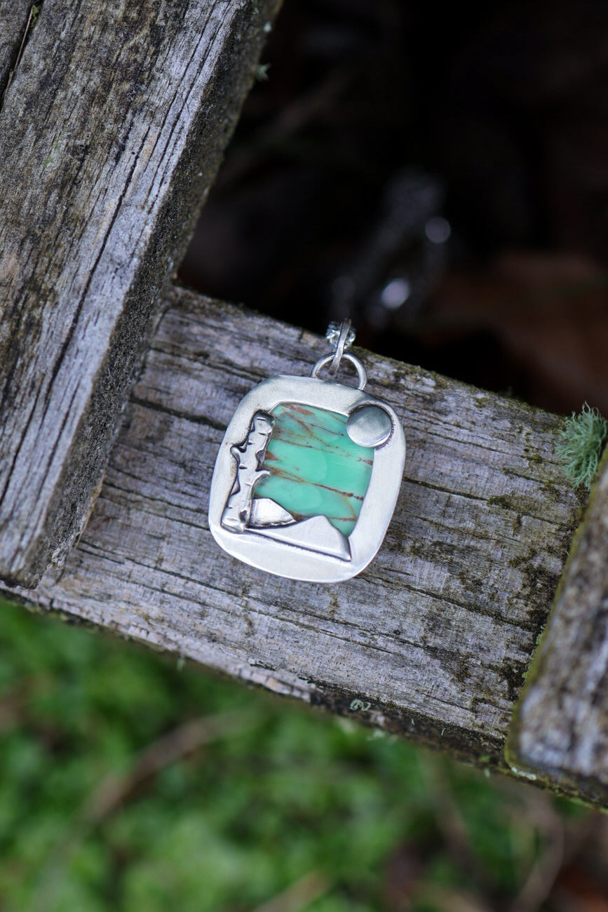 Aurora Birch Reversible Necklace with Variscite