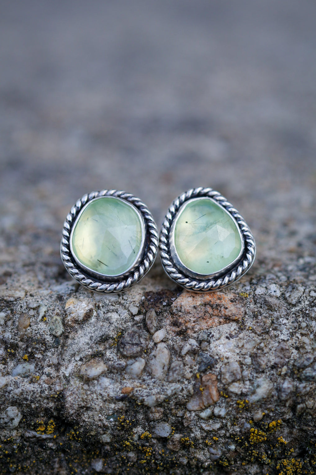 Prehnite Stud Earrings
