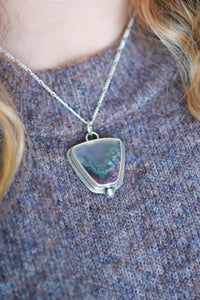 Moonlit Mountains Reversible Necklace with Moss Agate