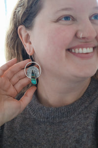Lunarscape Earrings with Opalized Wood