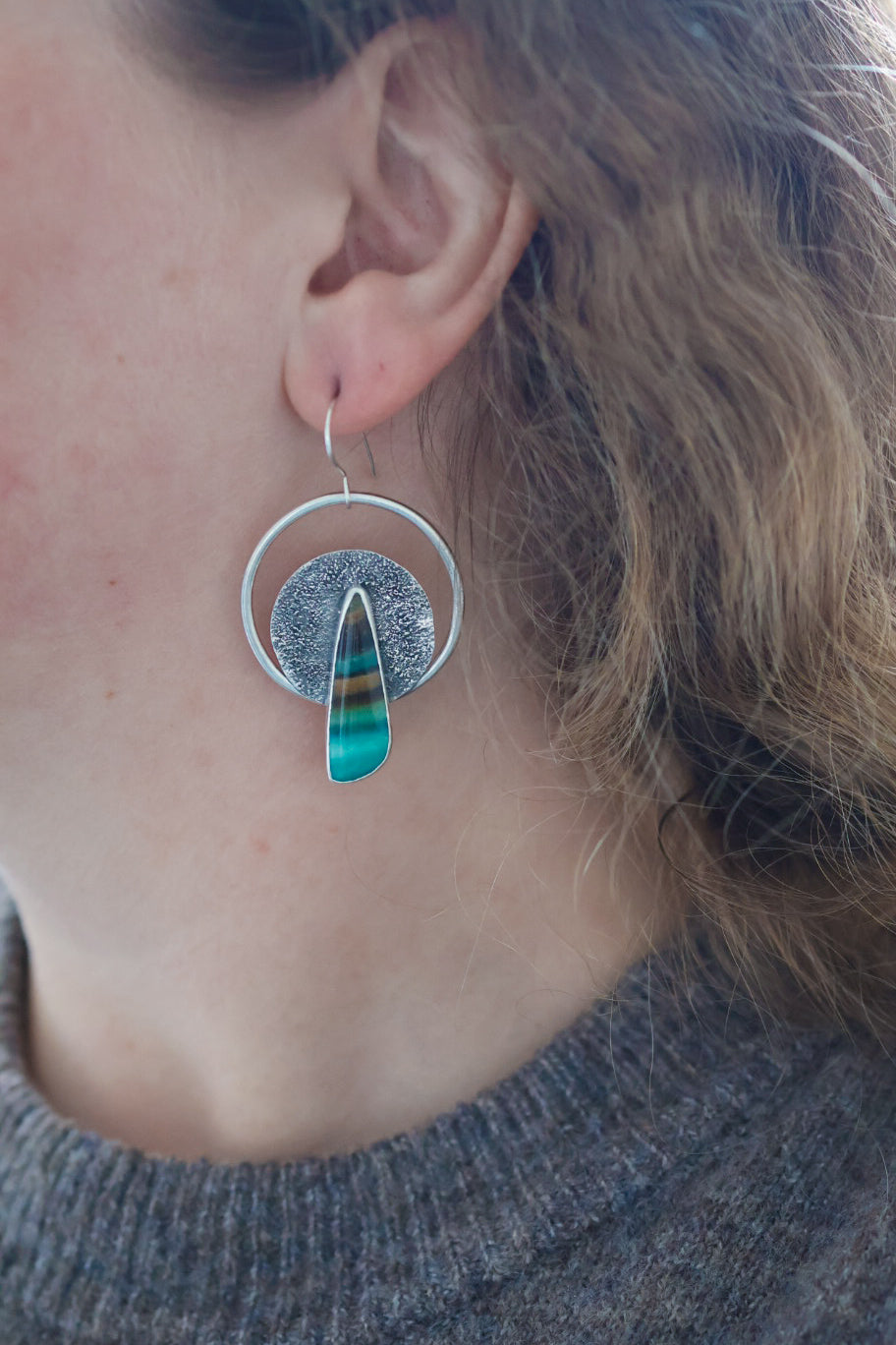 Lunarscape Earrings with Opalized Wood