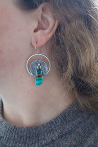 Lunarscape Earrings with Opalized Wood