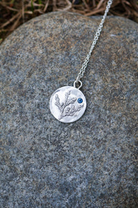 Cedar Sprig Necklace with Sapphire