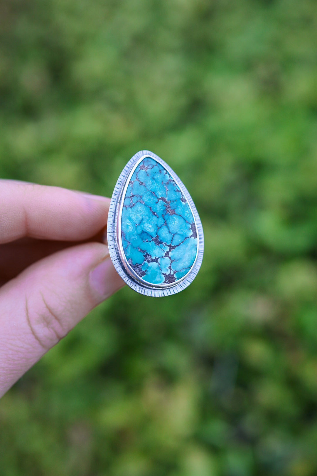 Glacial Lakes Ring with Hubei Turquoise- Size 9.5