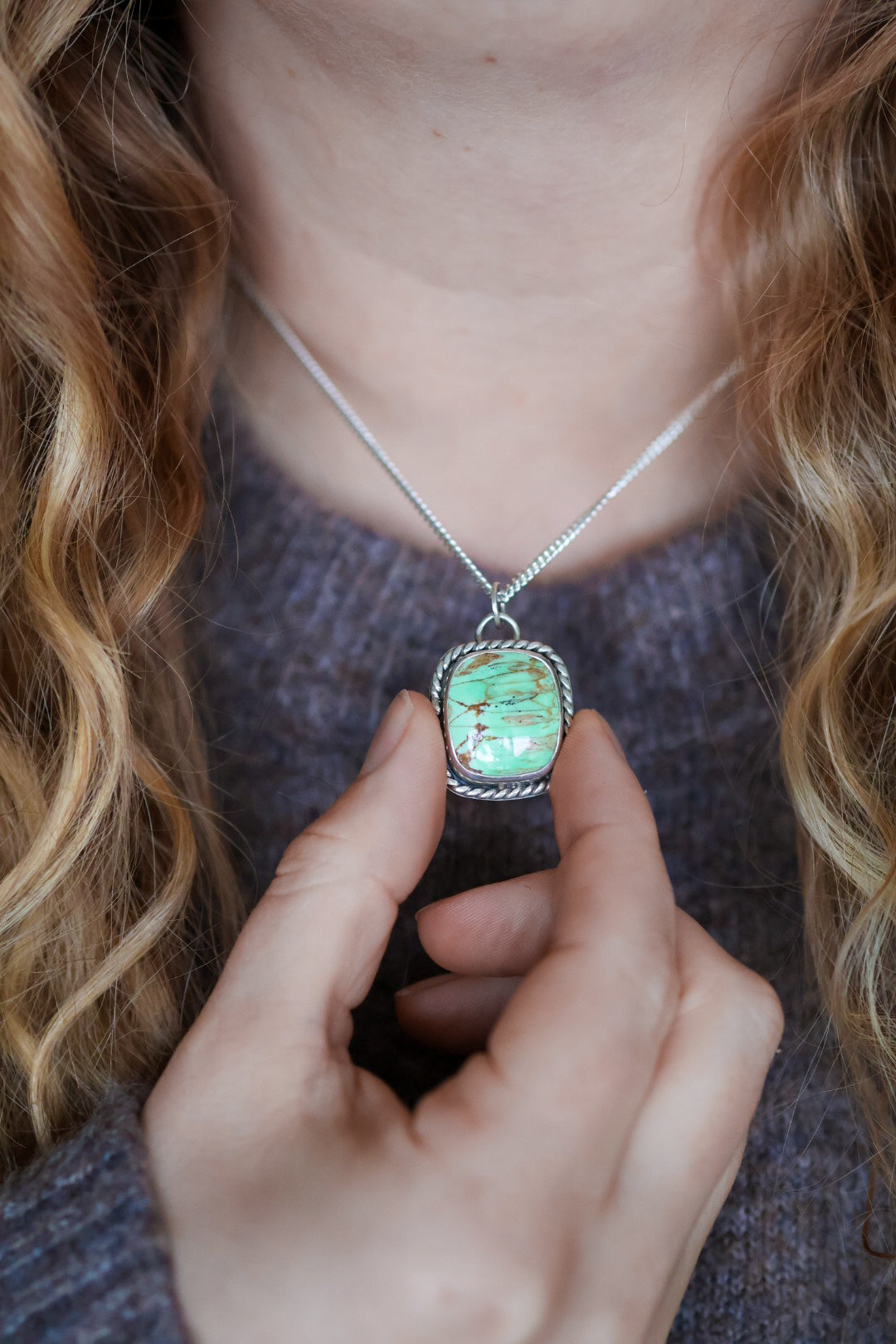 Aurora Birch Reversible Necklace with Variscite