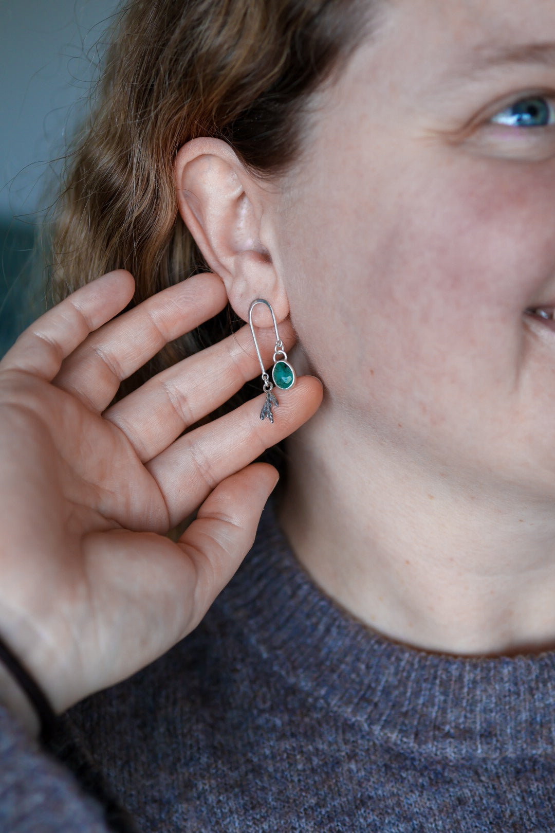Forest Balance Earrings with Emerald
