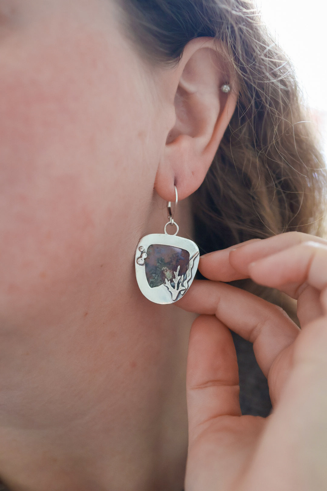 Reef Magic Reversible Earrings with Moss Agate