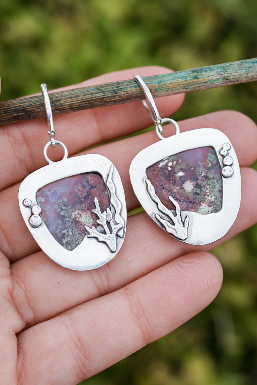 Reef Magic Reversible Earrings with Moss Agate
