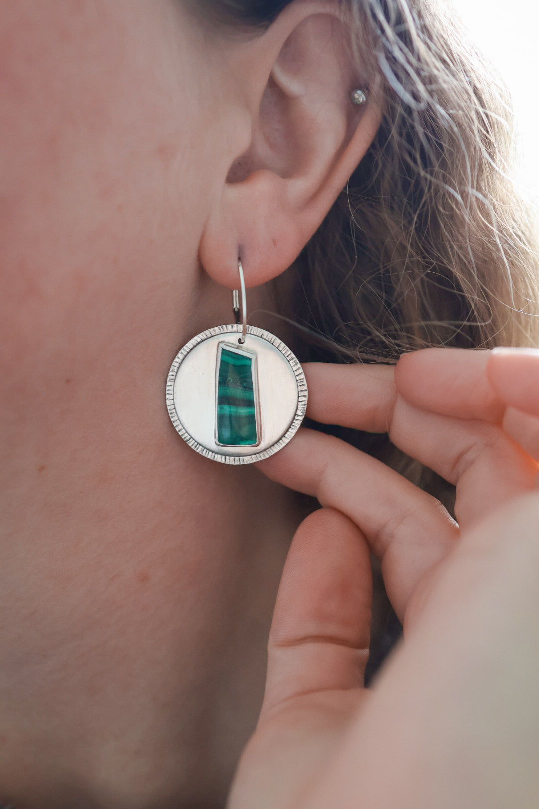 Sunlit Fern Reversible Earrings with Malachite **Discounted**