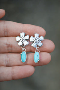 Forget Me Not Stud Earrings #2 with Sonoran Turquoise