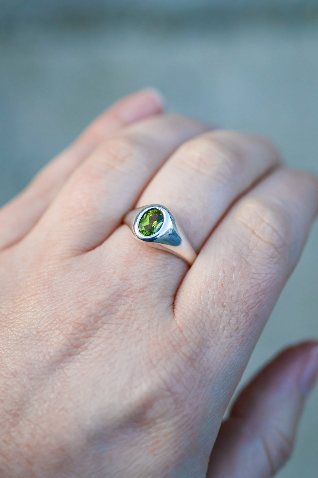 Peridot Signet Ring- Size 7