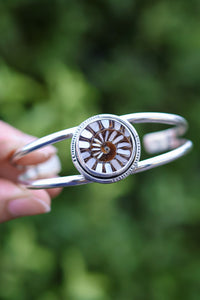 Ammonite Burst Cuff with Mother of Pearl Inlay