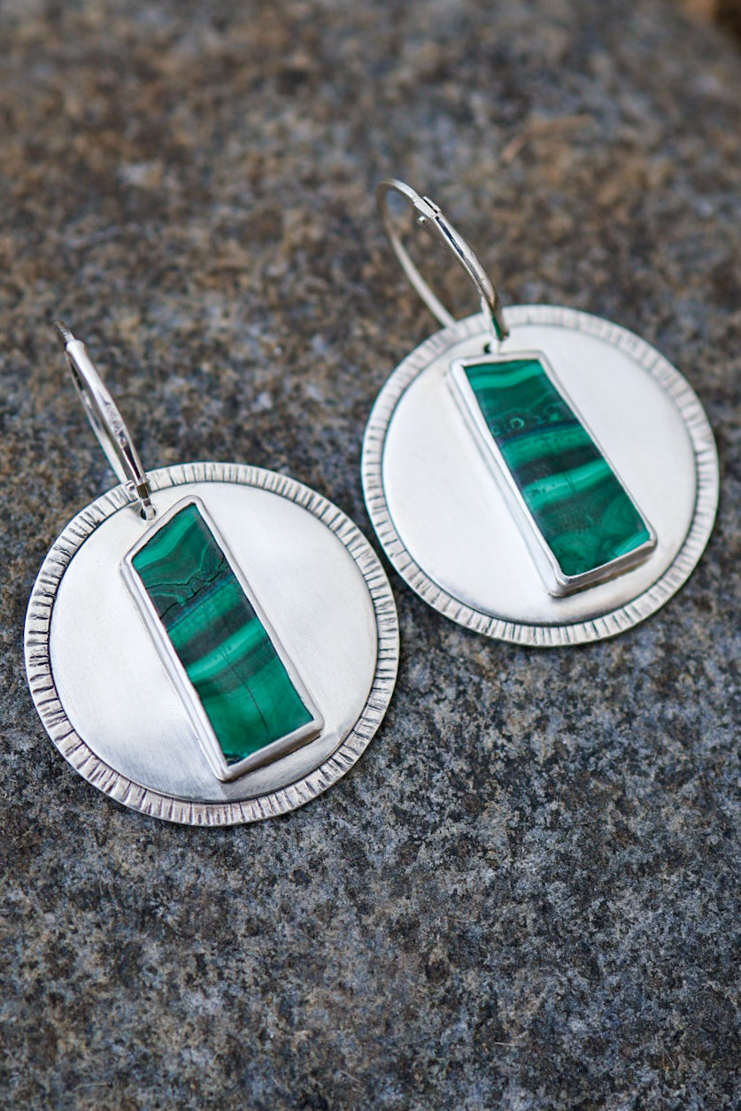 Sunlit Fern Reversible Earrings with Malachite **Discounted**
