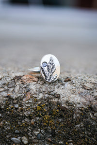 Cedar Sprig Ring with Sapphire- Size 7