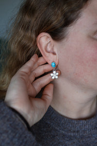 Forget Me Not Stud Earrings #1 with Hubei Turquoise